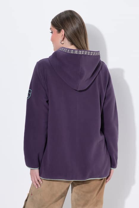 Trachten-Fleecejacke, Kapuze, Zierstickerei, Langarm