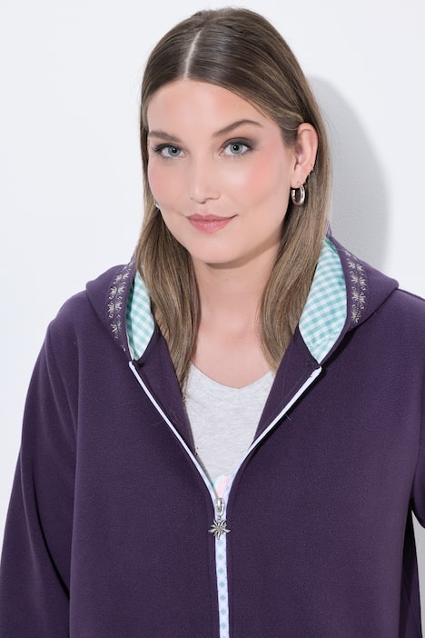 Trachten-Fleecejacke, Kapuze, Zierstickerei, Langarm