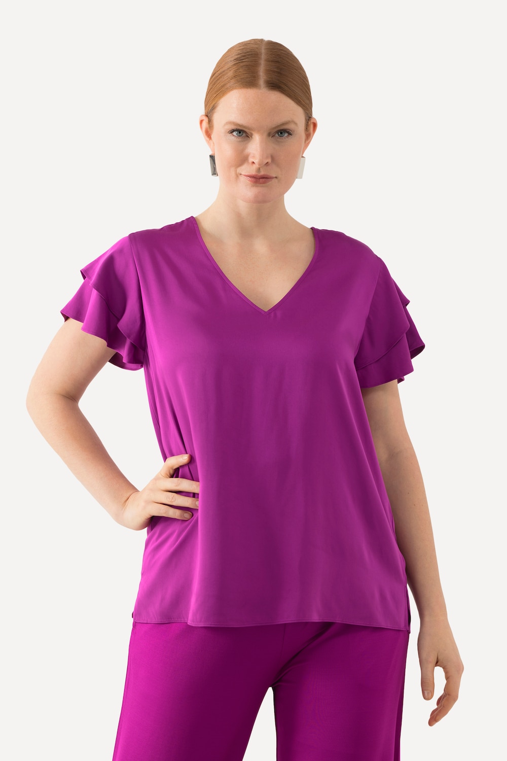 Grote Maten Blouseshirt, Dames, paars, Maat: 46/48, Viscose, Ulla Popken