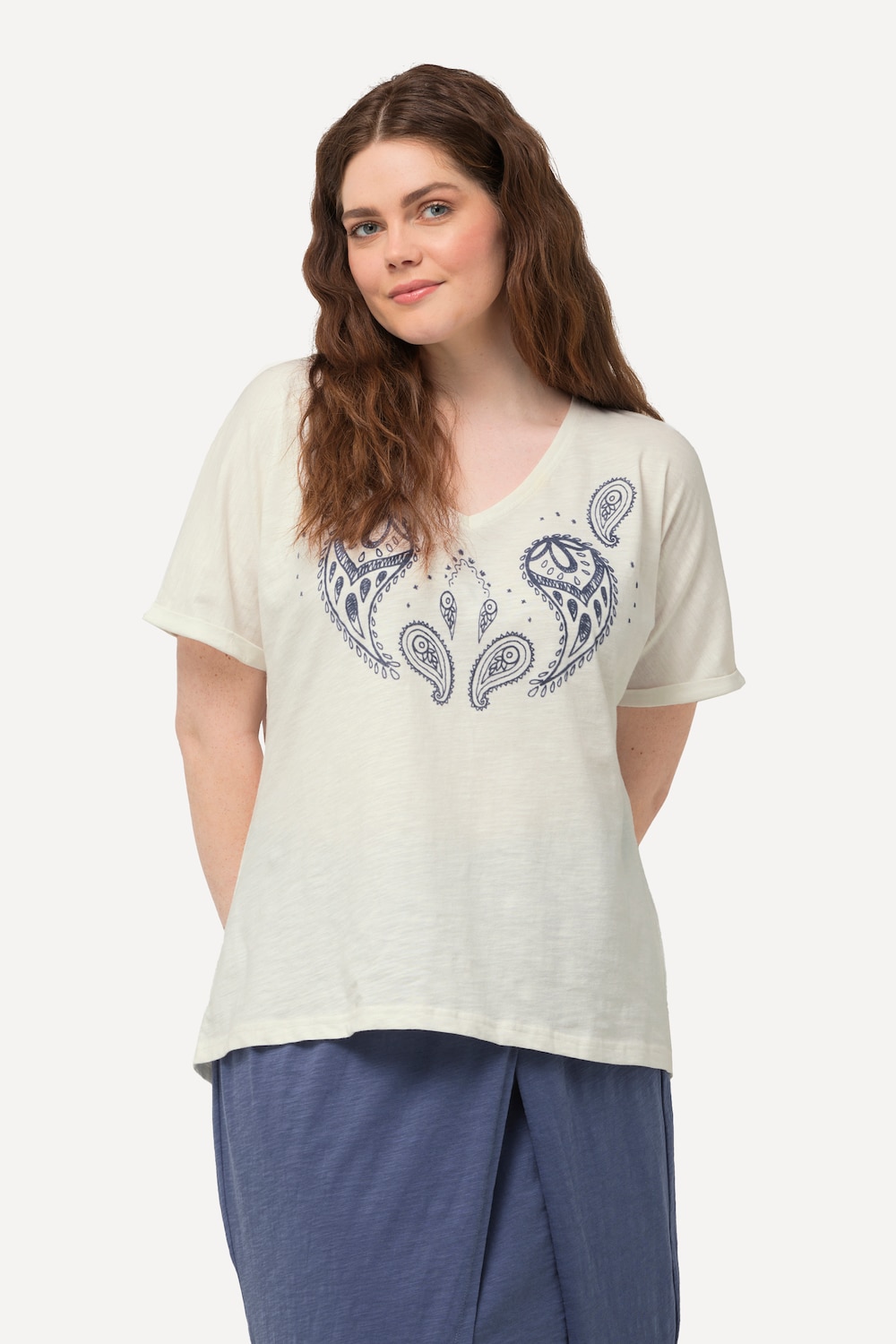 Große Größen T-Shirt, Damen, beige, Größe: 42/44, Baumwolle, Ulla Popken