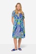 Jurk van jersey, batikbloesem, V-hals, halve mouw