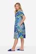 Jurk van jersey, batikbloesem, V-hals, halve mouw