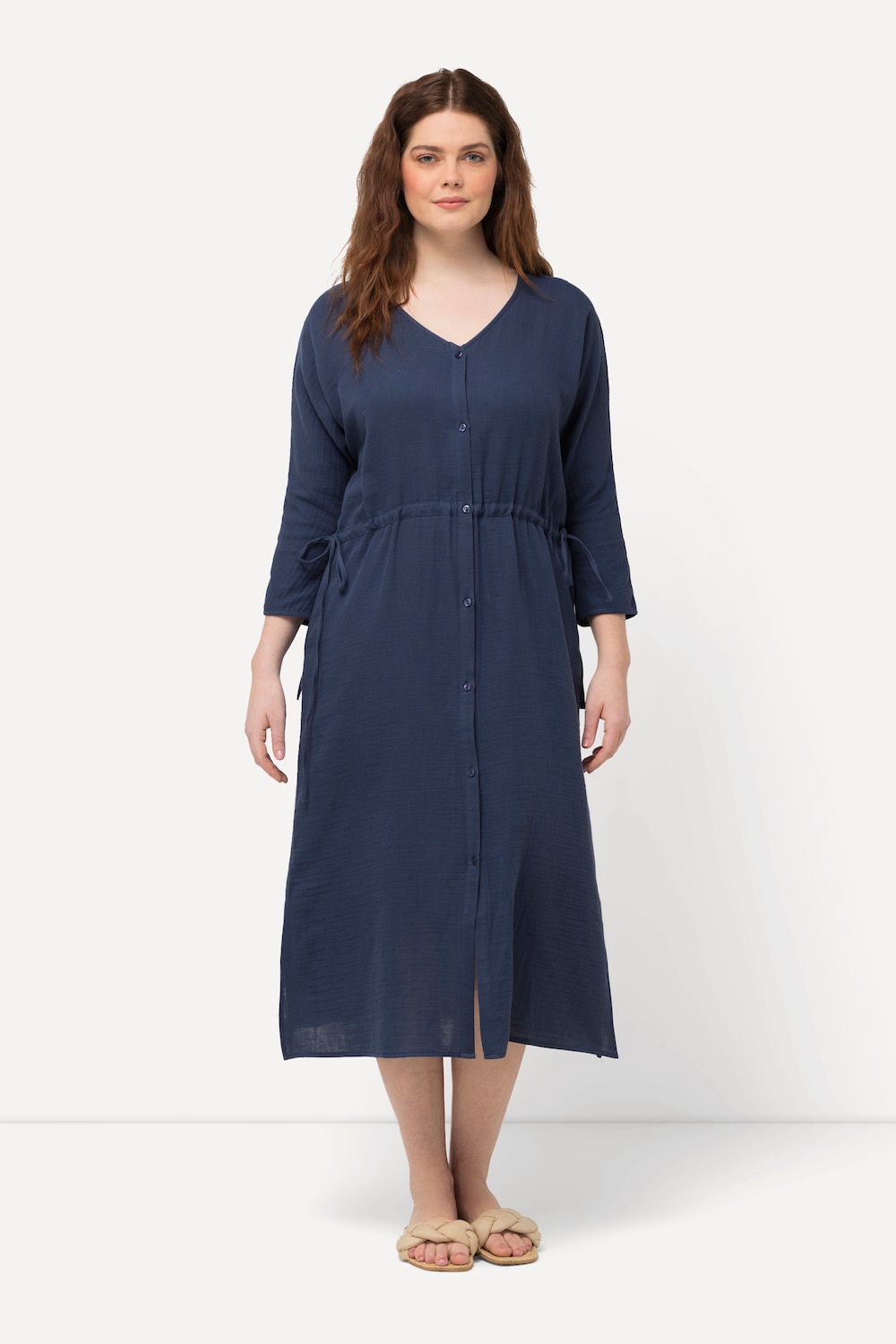Große Größen Bubble-Midikleid, Damen, blau, Größe: 58/60, Baumwolle, Ulla Popken
