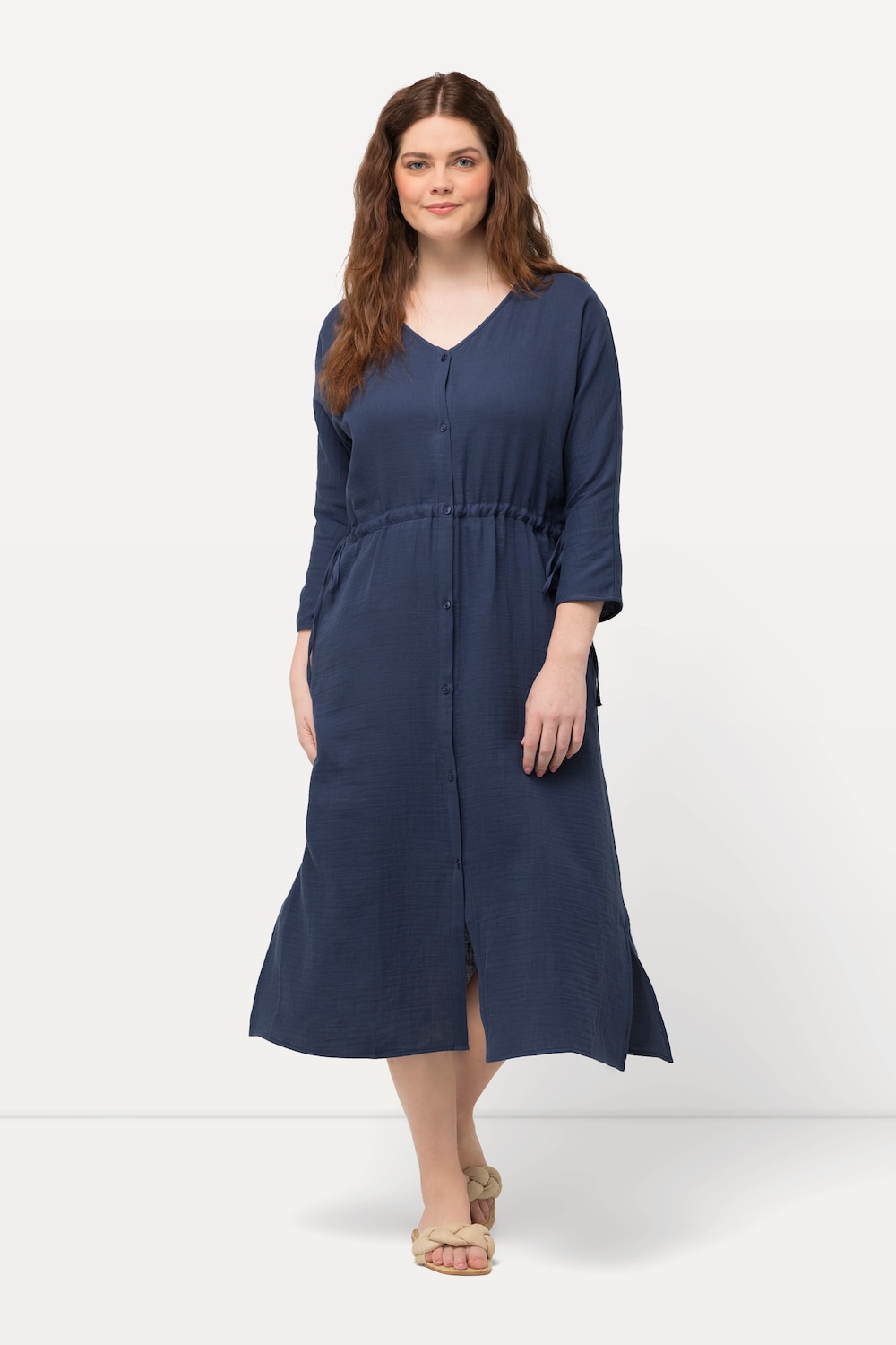 Große Größen Bubble-Midikleid, Damen, blau, Größe: 58/60, Baumwolle, Ulla Popken