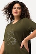 T-shirt, metallic-djurprint, classic, v-ringning, kort ärm
