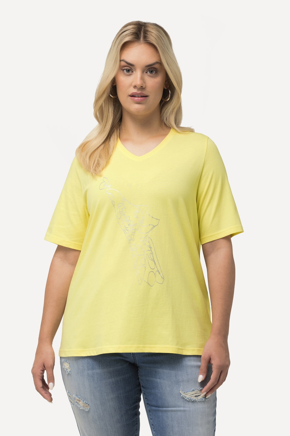 Große Größen T-Shirt, Damen, gelb, Größe: 42/44, Baumwolle, Ulla Popken