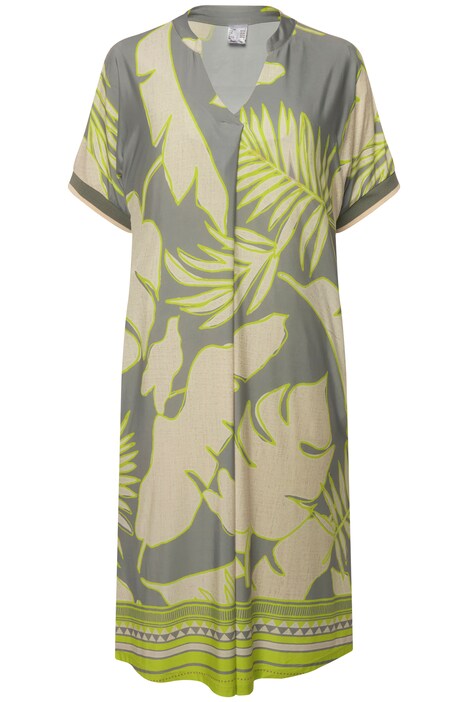 Jersey XL Leaf Print Dress V Neck Short Sleeve