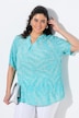 Blusa, palmeras, forma en A, escote en V, media manga, crespón