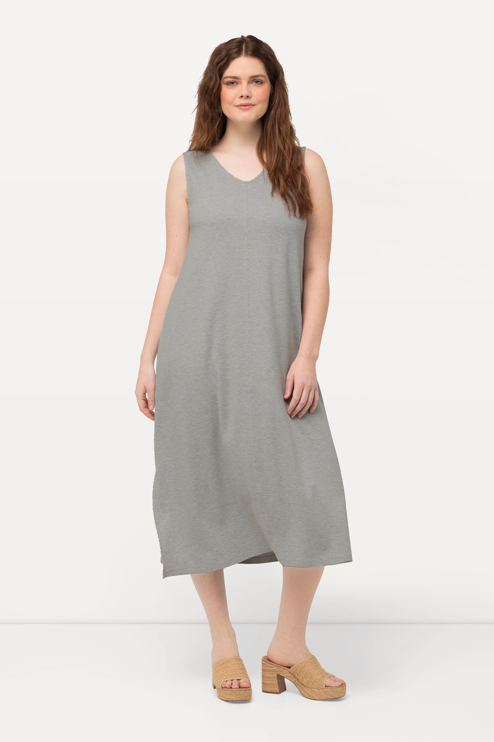 Große Größen Jersey-Midikleid, Damen, grau, Größe: 50/52, Baumwolle, Ulla Popken