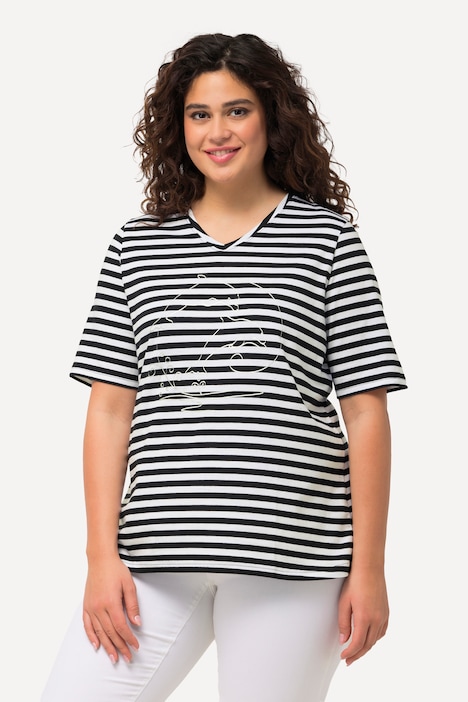 Striped Metallic Wildlife Short Sleeve Graphic Tee