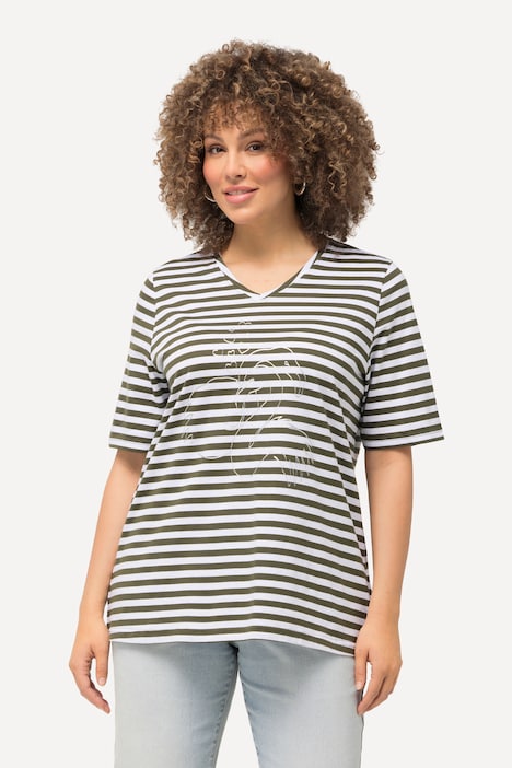 Striped Metallic Wildlife Short Sleeve Graphic Tee