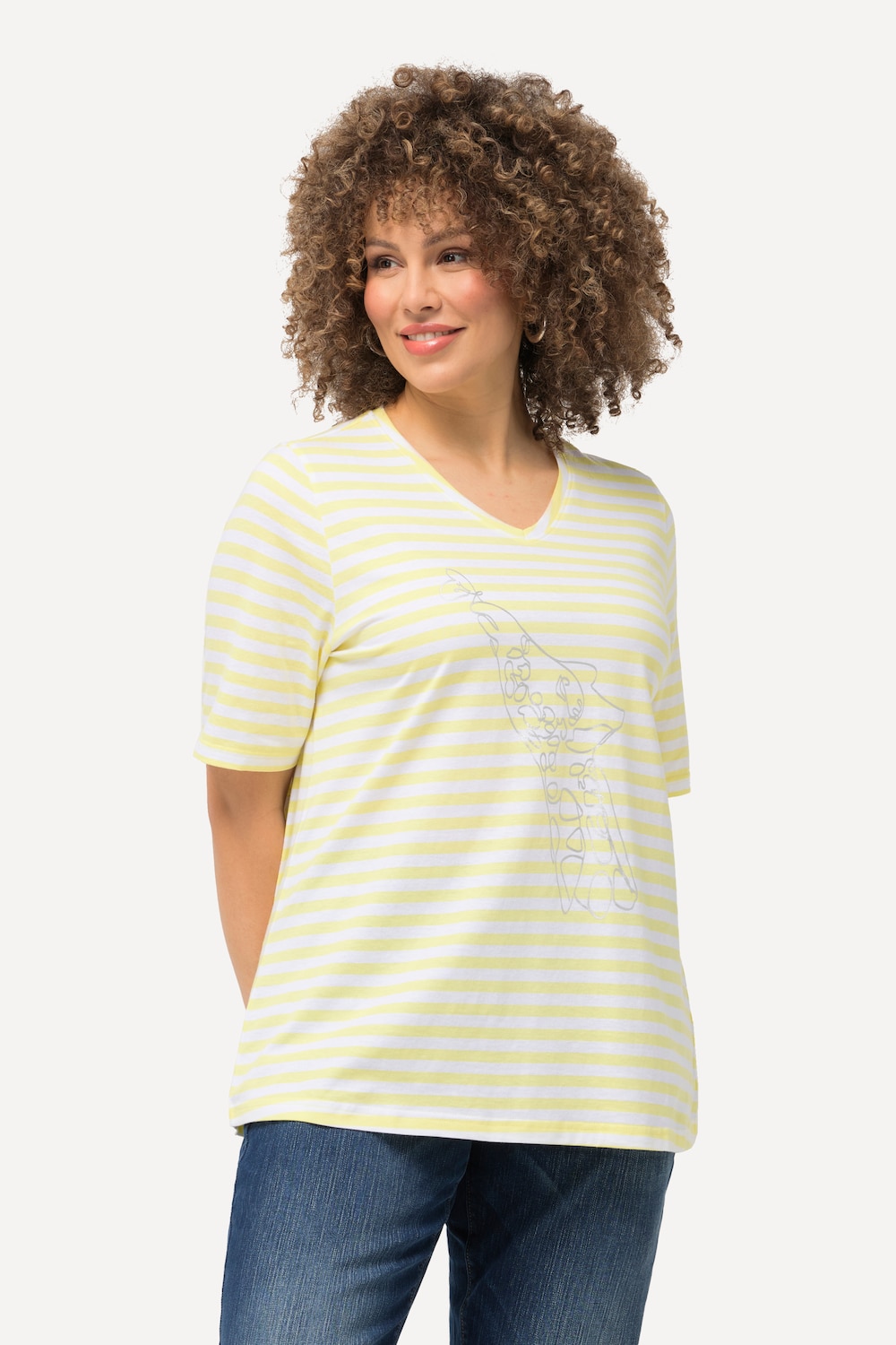 Große Größen Shirt, Damen, gelb, Größe: 42/44, Baumwolle, Ulla Popken