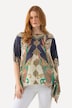 Bluse, chiffon, oversized, rund hals, korte ærmer