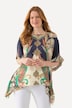Bluse, chiffon, oversized, rund hals, korte ærmer