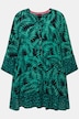 Longbluse, Palmen, A-Linie, Tunika-Ausschnitt, Halbarm