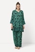 Longbluse, Palmen, A-Linie, Tunika-Ausschnitt, Halbarm