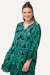 Longbluse, Palmen, A-Linie, Tunika-Ausschnitt, Halbarm