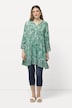Longbluse, Palmen, A-Linie, Tunika-Ausschnitt, Halbarm