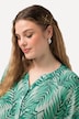 Longbluse, Palmen, A-Linie, Tunika-Ausschnitt, Halbarm