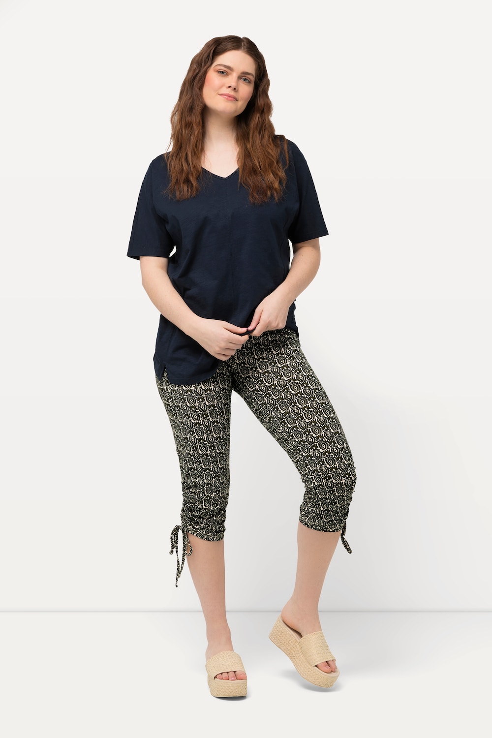 Große Größen Capri-Leggings, Damen, grün, Größe: 50/52, Baumwolle, Ulla Popken