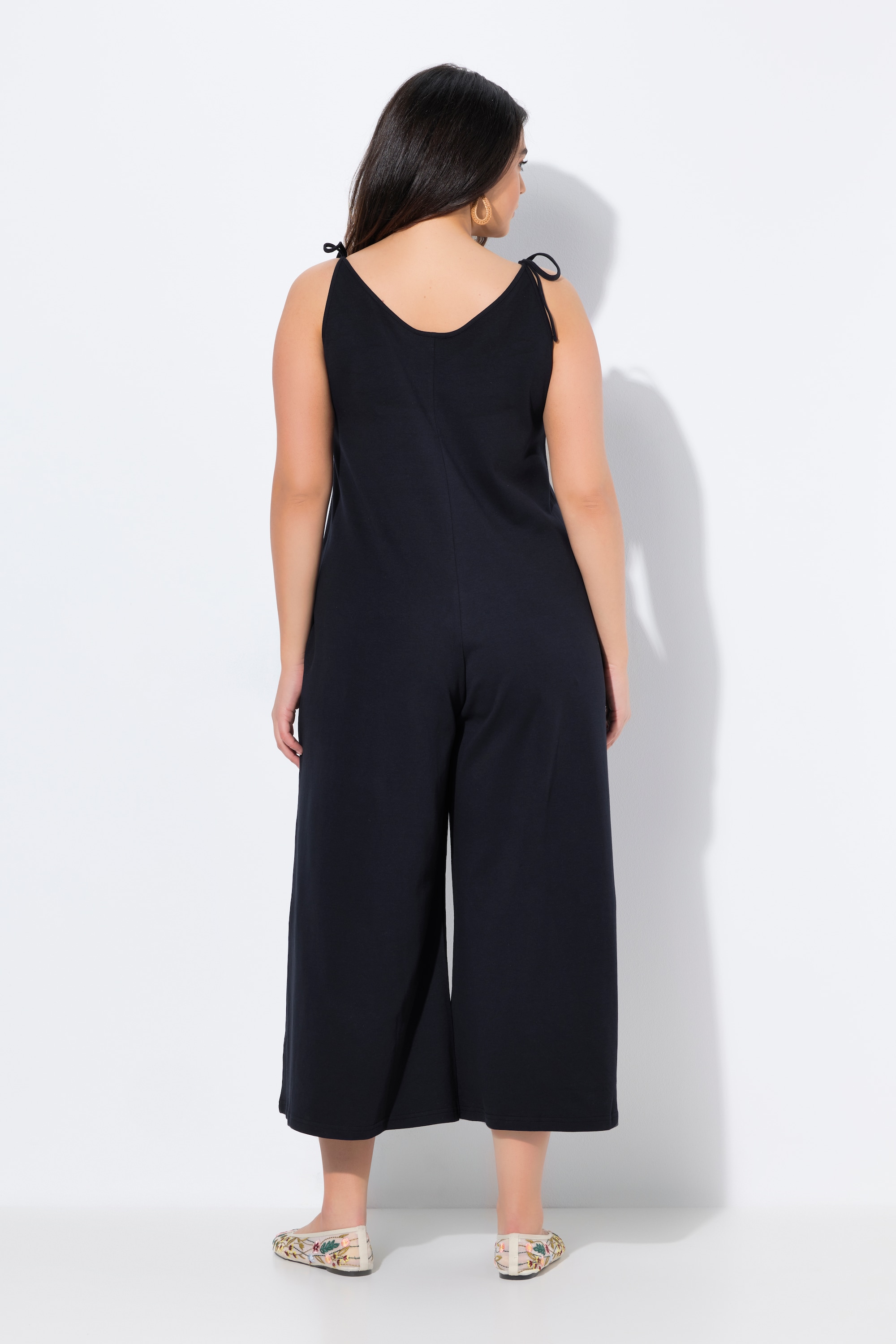 Ulla Popken Damen große Größen Jersey Jumpsuit weites Bein Ziernaht