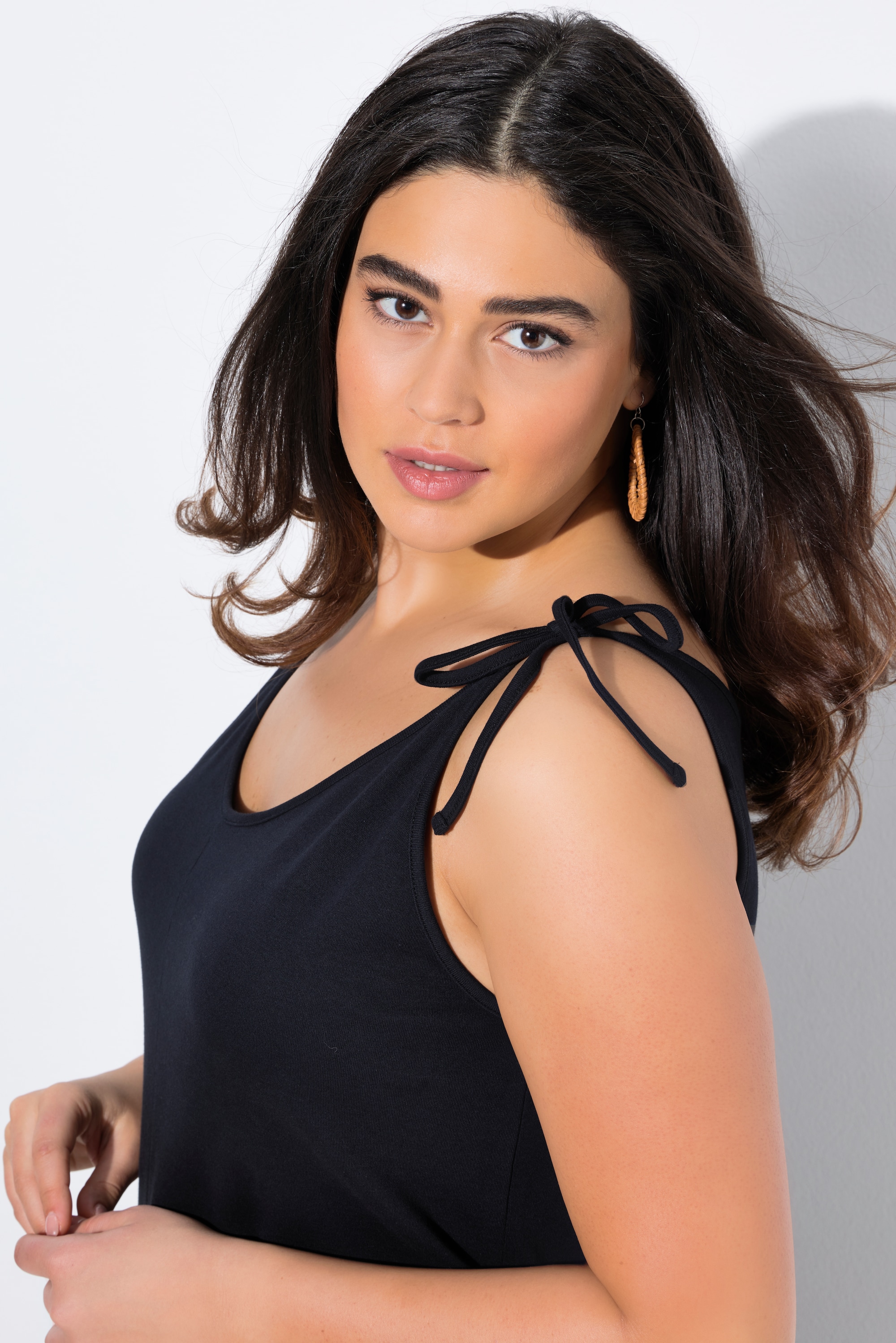 Ulla Popken Damen große Größen Jersey Jumpsuit weites Bein Ziernaht