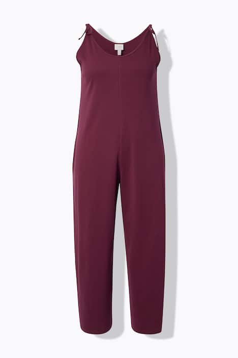 Jersey-Jumpsuit, weites Bein, Ziernaht, Biobaumwolle