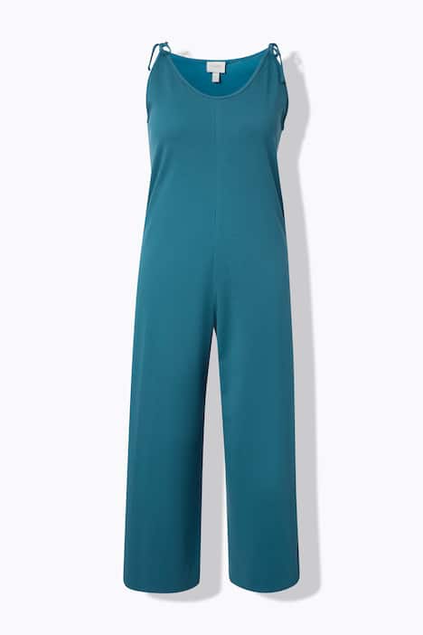 Jersey-Jumpsuit, weites Bein, Ziernaht, Biobaumwolle