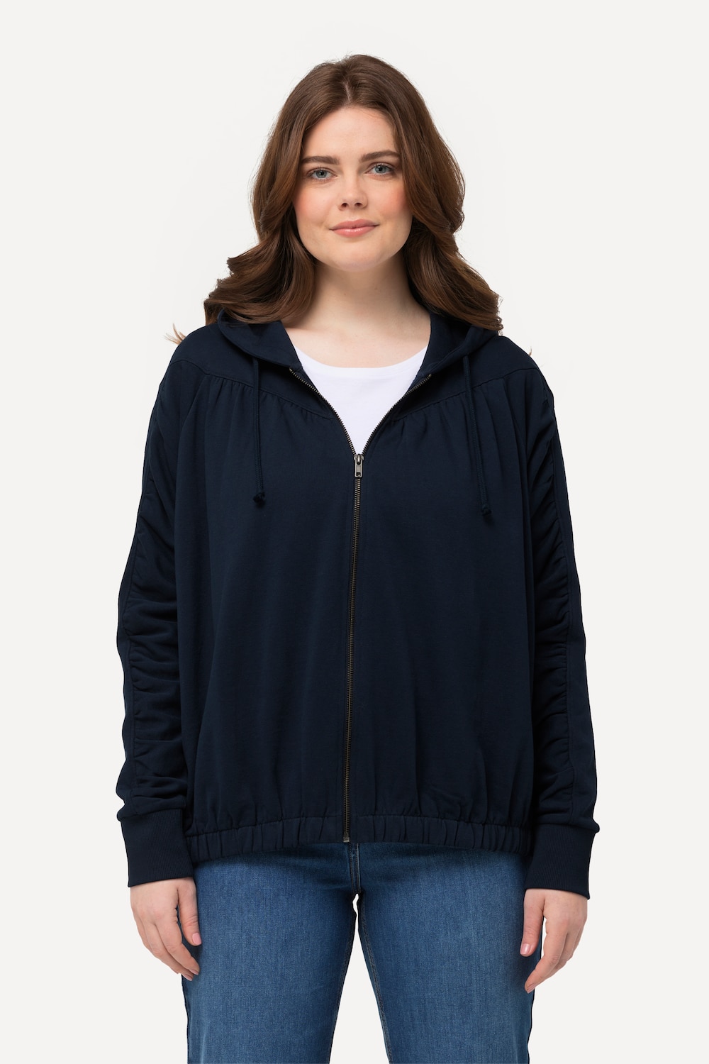 Große Größen Hoodie-Jacke, Damen, blau, Größe: 46/48, Baumwolle, Ulla Popken
