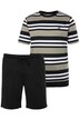 Pyžamo, břišní střih, krátké dvojdílné, pruhy, do 8XL