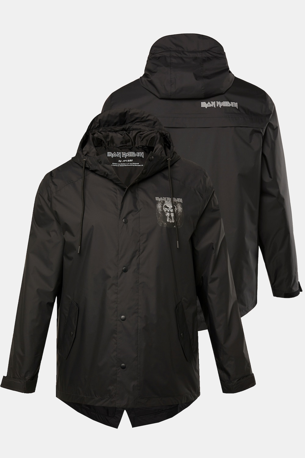 Regenjacke, Iron Maiden, wasserabweisend, Kapuze, Zipper, leichtes Futter