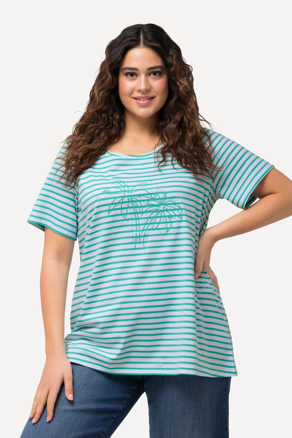 Große Größen T-Shirt, Damen, türkis, Größe: 50/52, Baumwolle, Ulla Popken