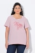 T-shirt, strepen, palmborduursel, ronde hals, korte mouw