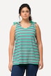 Top, strepen, A-lijn, V-hals, mouwloos, sierstrikje