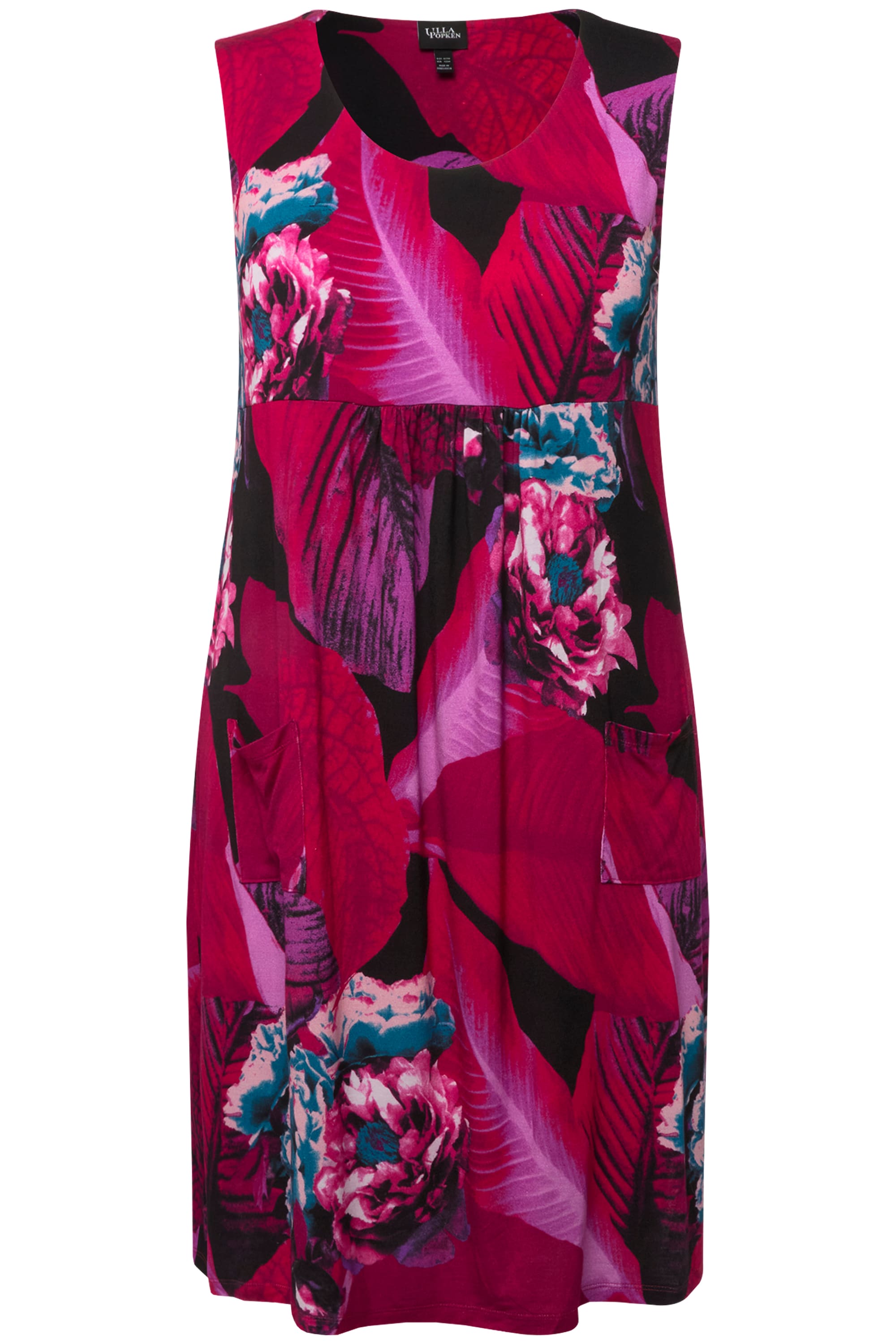 Ulla Popken Damen große Größen Jersey Minikleid A Linie Rundhals ärmellos