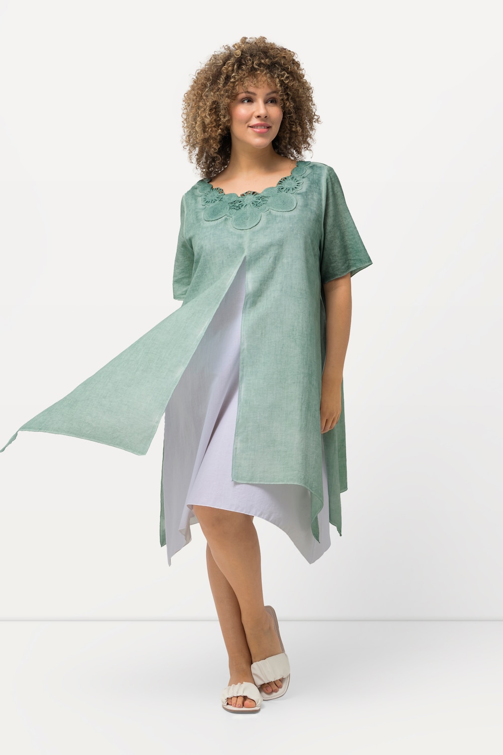 Große Größen Tunika-Kleid, Damen, türkis, Größe: 50/52, Baumwolle, Ulla Popken