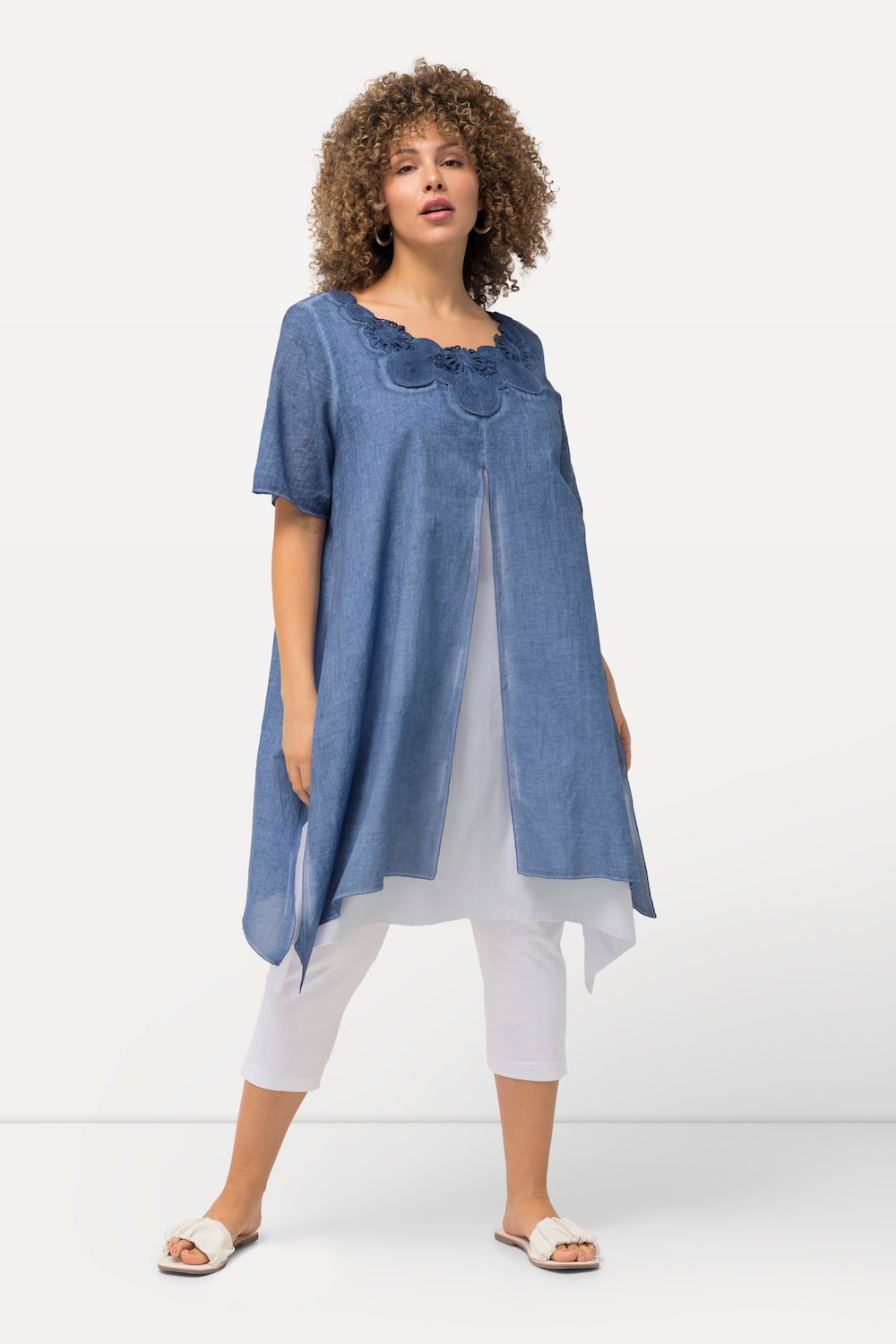 Große Größen Tunika-Kleid, Damen, blau, Größe: 50/52, Baumwolle, Ulla Popken