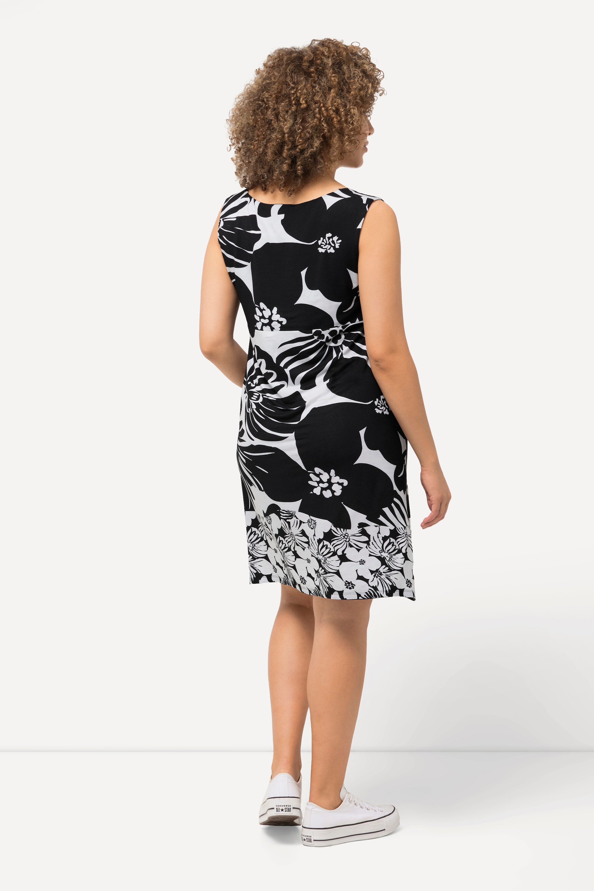 Ulla Popken Damen große Größen Jersey Minikleid Blüten A Linie Rundhals