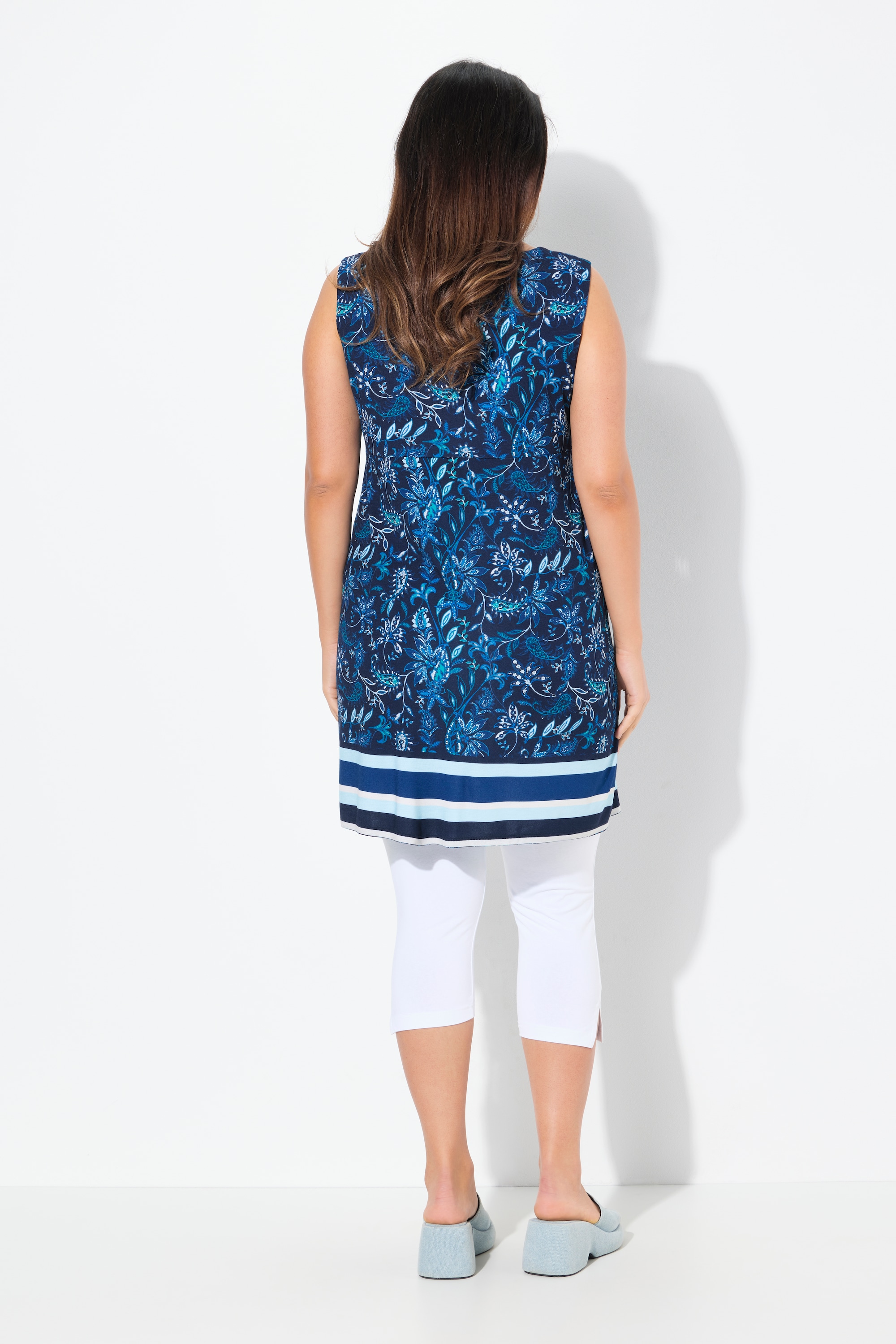 Ulla Popken Damen große Größen Jersey Minikleid Blüten A Linie Rundhals
