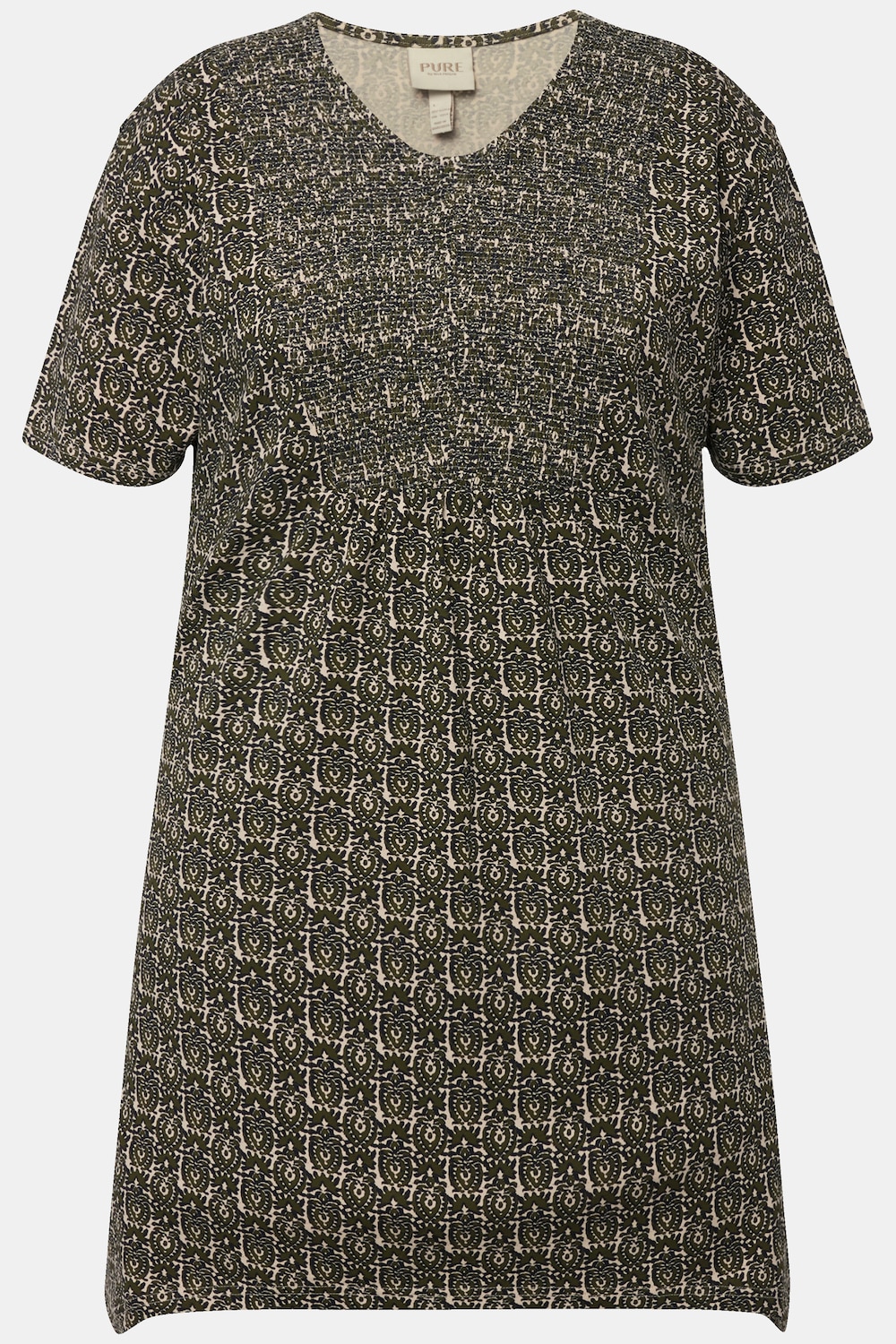 Stora storlekar Lång t-shirt, Dam, grön, storlek: 42/44, Bomull, Ulla Popken