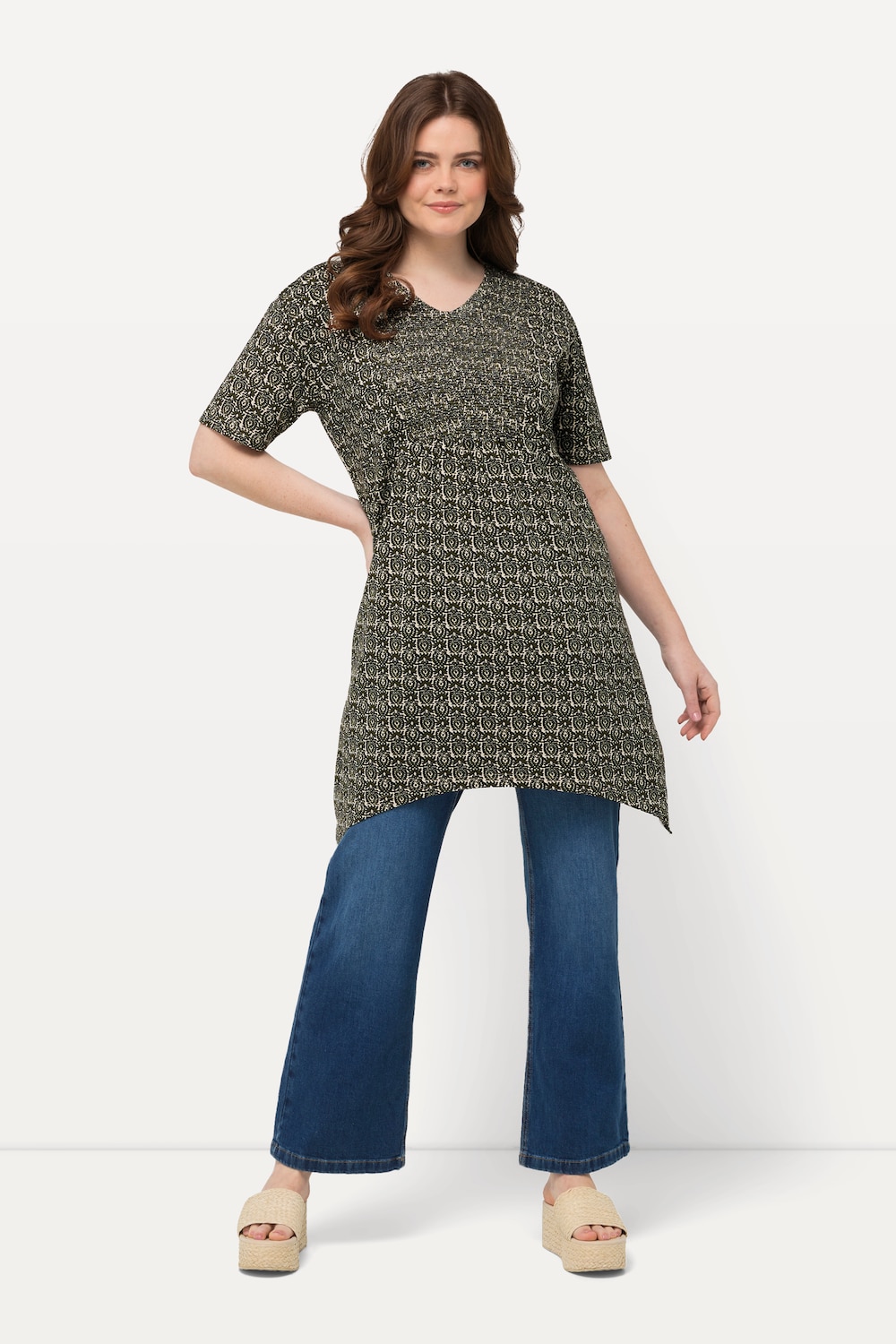 Große Größen Longshirt, Damen, grün, Größe: 42/44, Baumwolle, Ulla Popken