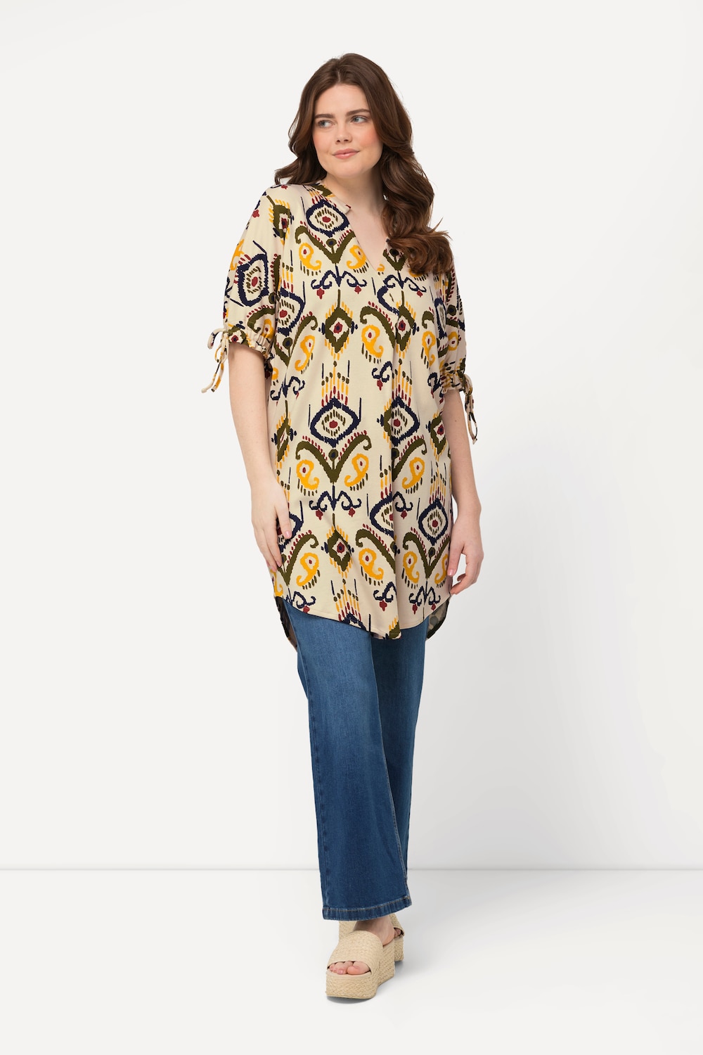 Große Größen Jersey-Tunika, Damen, gelb, Größe: 46/48, Baumwolle, Ulla Popken