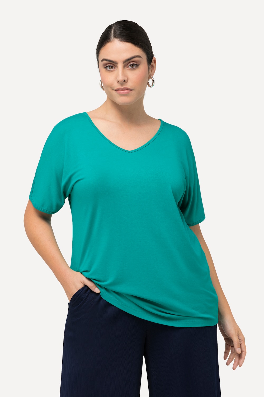 Große Größen T-Shirt, Damen, türkis, Größe: 54/56, Viskose, Ulla Popken