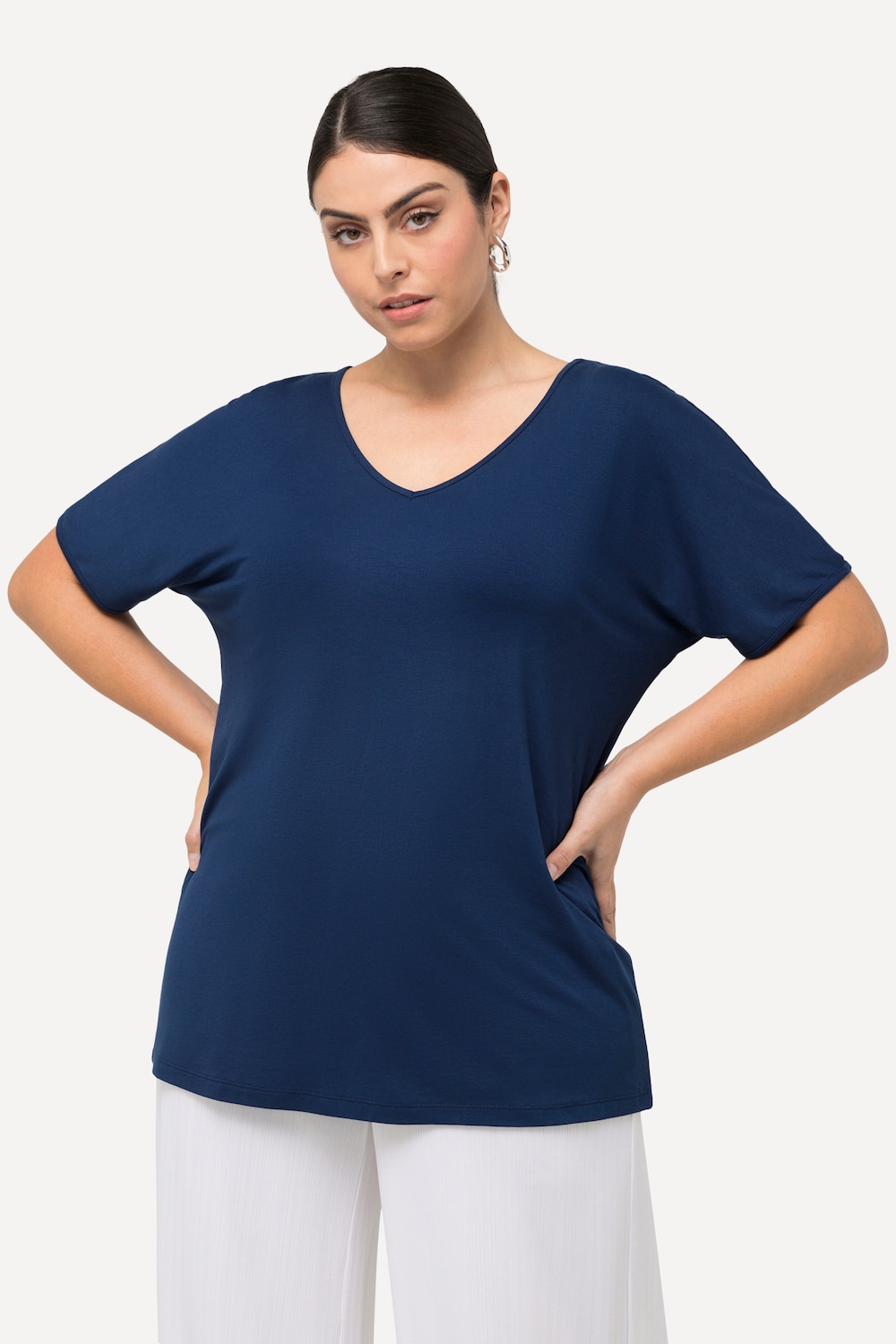 Grote Maten T-shirt, Dames, blauw, Maat: 50/52, Viscose, Ulla Popken