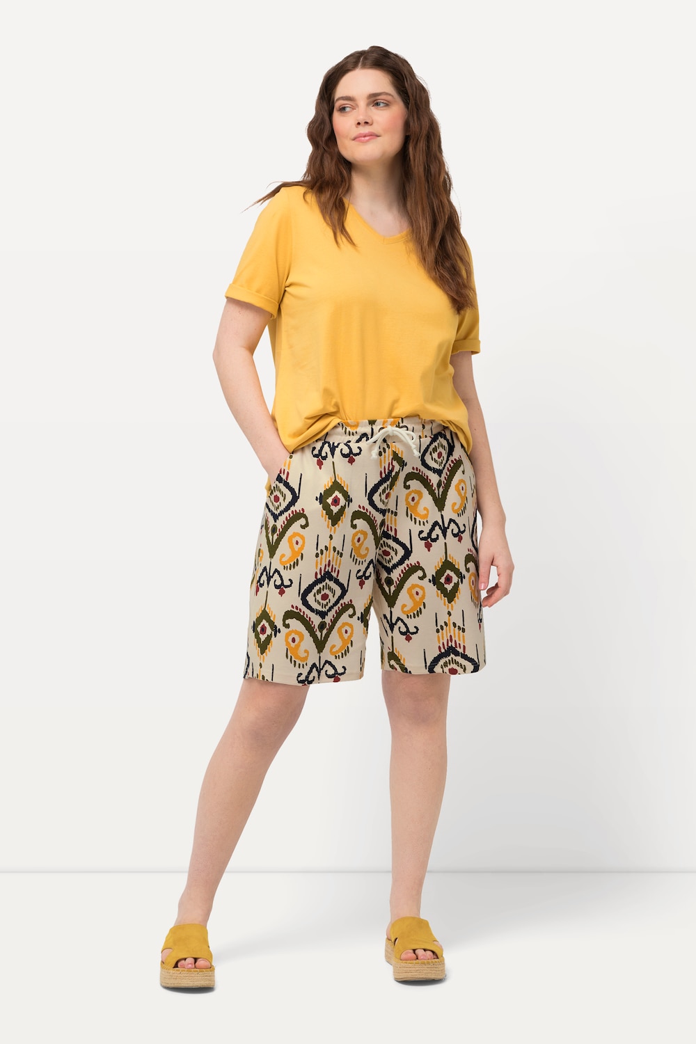 Große Größen Jersey-Shorts, Damen, gelb, Größe: 58/60, Baumwolle, Ulla Popken