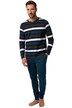 Pyžamo JP1880, kolekce domácí oblečení, dvojdílné, henley s pruhy, dlouhé kalhoty, do 8XL
