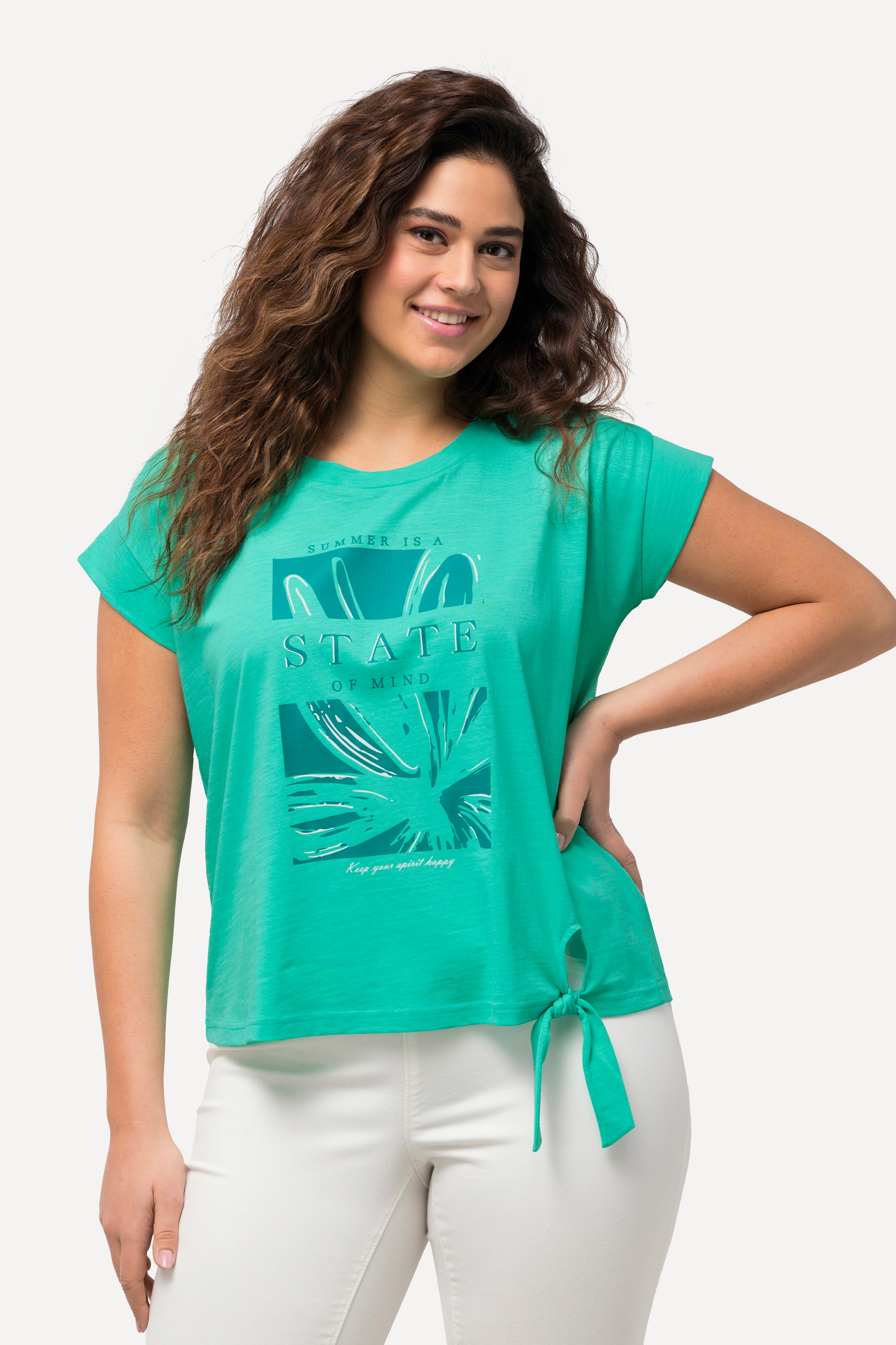 Ulla Popken Damen große Größen Top Saumband Oversized Rundhals Cup Ärmel 829241