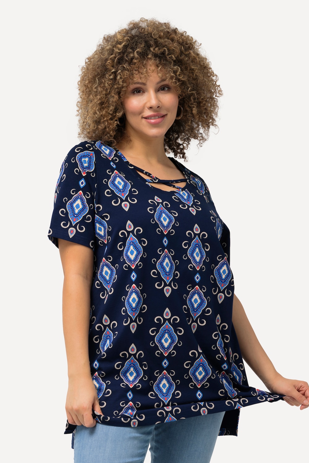 Große Größen Longshirt, Damen, blau, Größe: 50/52, Baumwolle, Ulla Popken