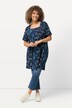 Square Neck Floral Knit Short Sleeve Tunic