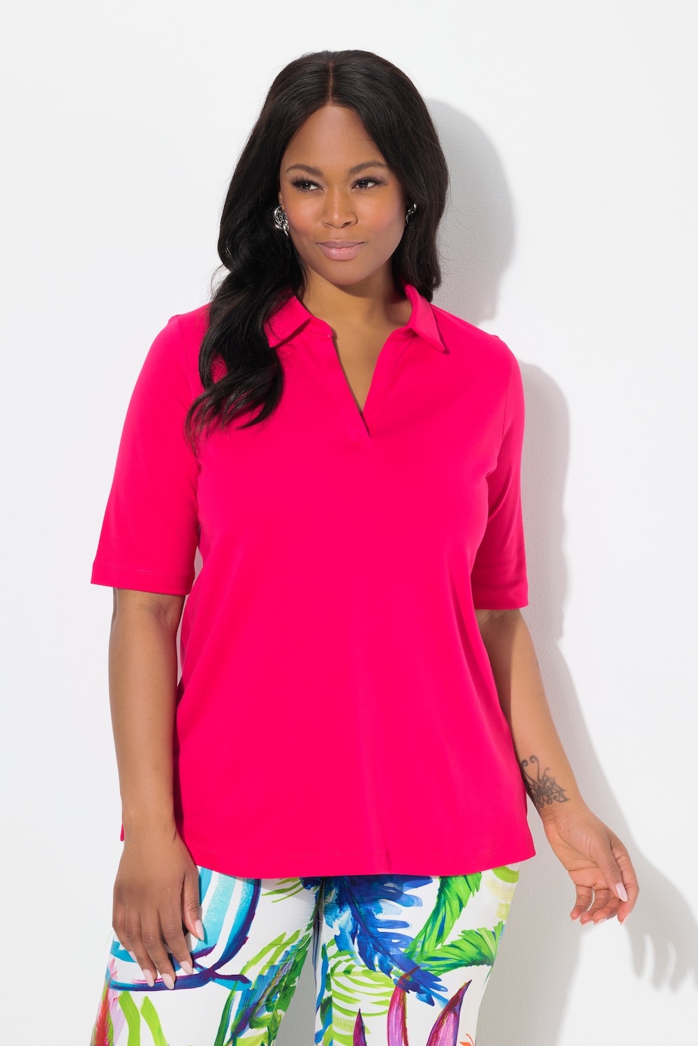 Große Größen Pima Cotton Poloshirt, Damen, rosa, Größe: 42/44, Baumwolle, Ulla Popken